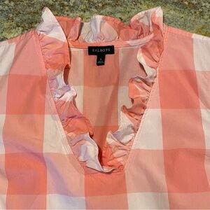 Talbots Buffalo Plaid Ruffle Neck Tank Top - Small